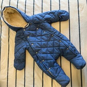 0-3m Nautica Blue Quilted Baby Snowsuit